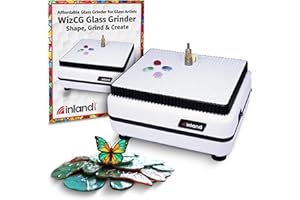 Inland Craft WizCG Glass Grinder, Stained Glass Grinder Machine Mosaic & Grinder Tool, for Edging, Shaping, Drilling - For Professionals & Hobbyists - Includes 2 Diamond Bits - White