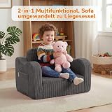 MeMoreCool Corduroy Kids Couch Sofa Folding Toddler Chair Bed Grey view 5