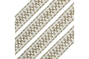 VOOMOLOVE 10Yards 27mm/1.06 inch Gimp Braid Trim Fabric Decorative Lace Webbing for All Kinds of Sewn Garments, Curtains, Sewing and DIY Crafts Lamps Furniture Decoration (White & Gold-27mm