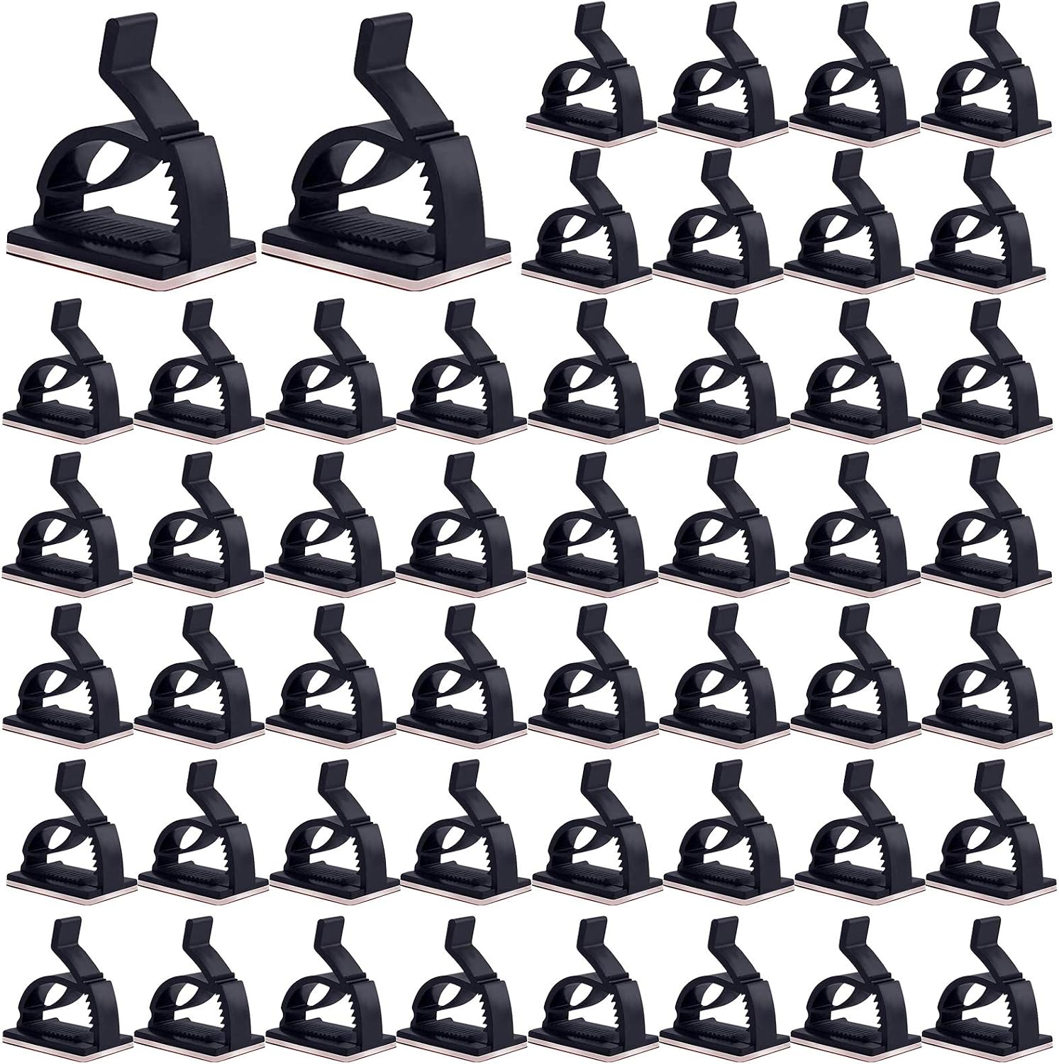 50 PCS Adjustable Wire Clips,Cable Clips Self Adhesive Cable Holder Sticky Wire Management Clips Cable Drop Wire Holder Electrical Cable Tidy Clips Cable Cord Organiser for Desk Wall Home Office Car