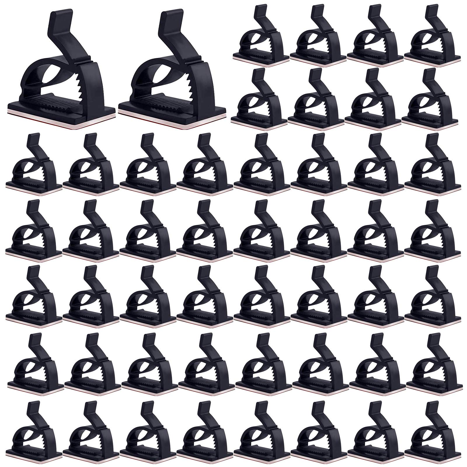 50 PCS Adjustable Wire Clips,Cable Clips Self Adhesive Cable Holder Sticky Wire Management Clips Cable Drop Wire Holder Electrical Cable Tidy Clips Cable Cord Organiser for Desk Wall Home Office Car