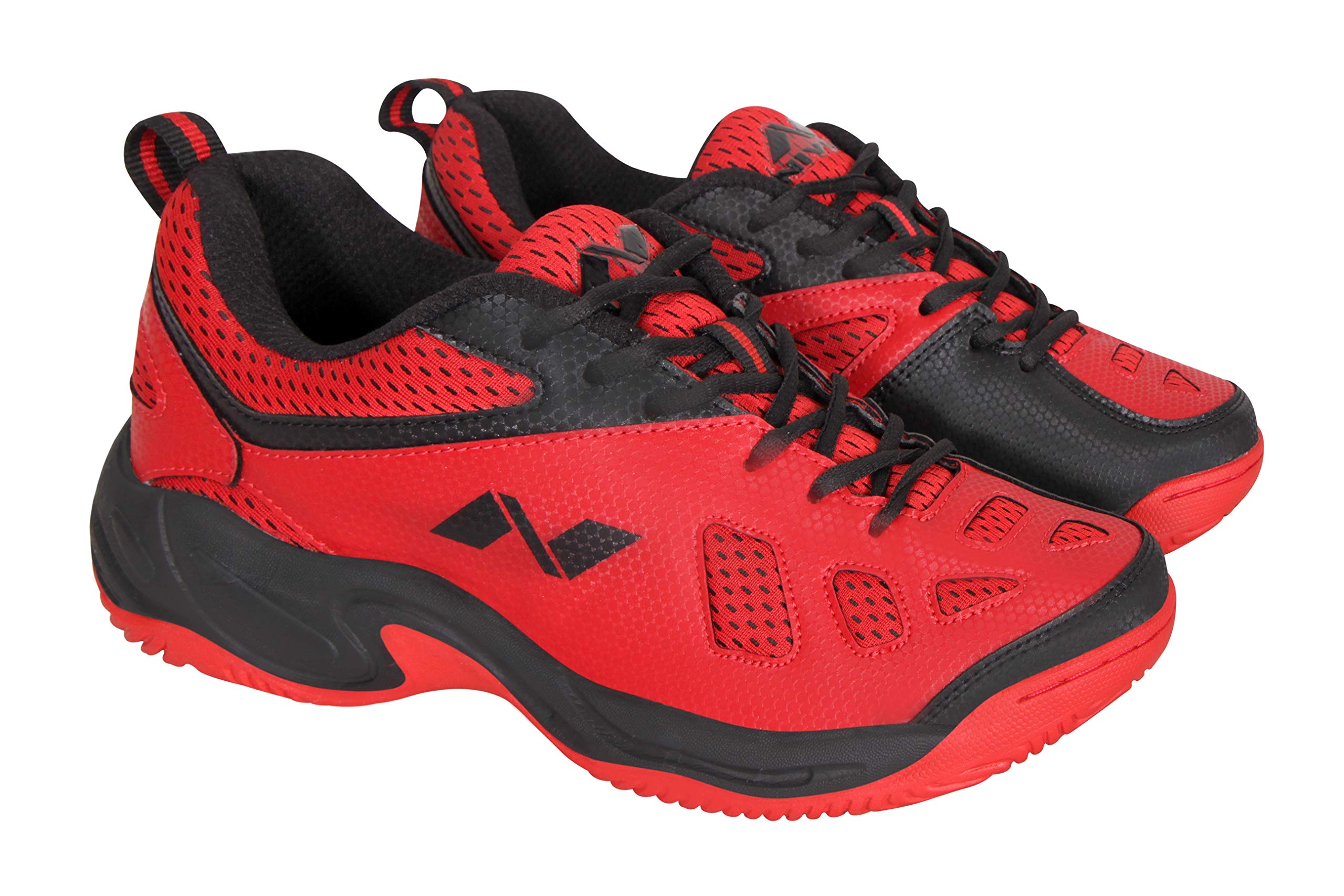 NIVIA Step Out & Play 210RB Mesh Energy Tennis Shoes, (Red/Black