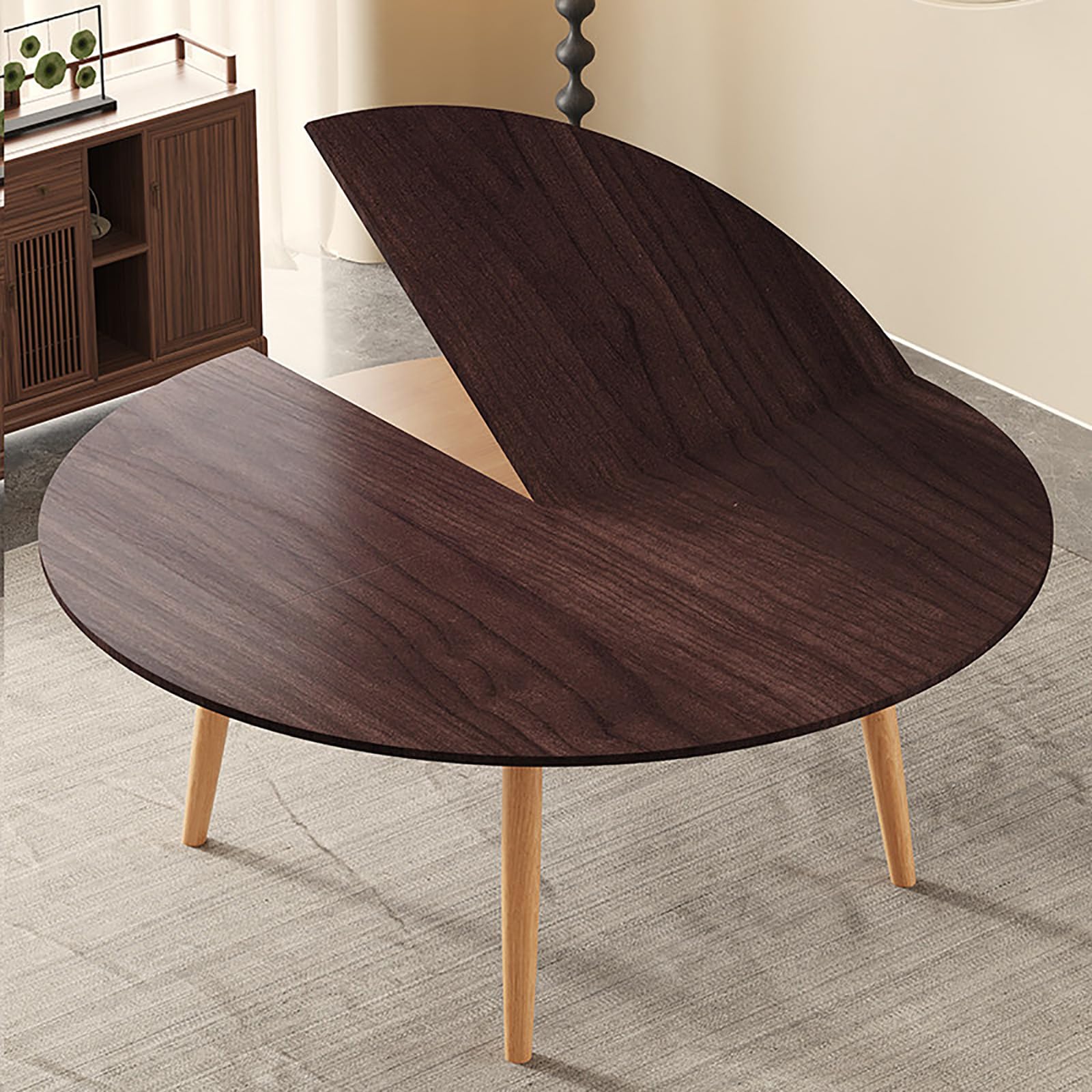 Photo 1 of *Chipped/scratches* SQXLXDD 63 inch Large Round Foldable Table Top, Thick Wood Catering Banquet Party Tables Replacement Top Only, No Legs Round PatioTable Tops Extender (Dark Walnut, 54lbs)