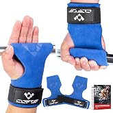 Weight Lifting Wrist Strap, Double-Layer Leather for Deadlift Powerlifting | Gym Strap with Adjustable Neoprene Padded Fit for 6.3"&ndash;8" Wrist, 8.07" Leather Strap, Gym Workout Lifting Hook (Pair)