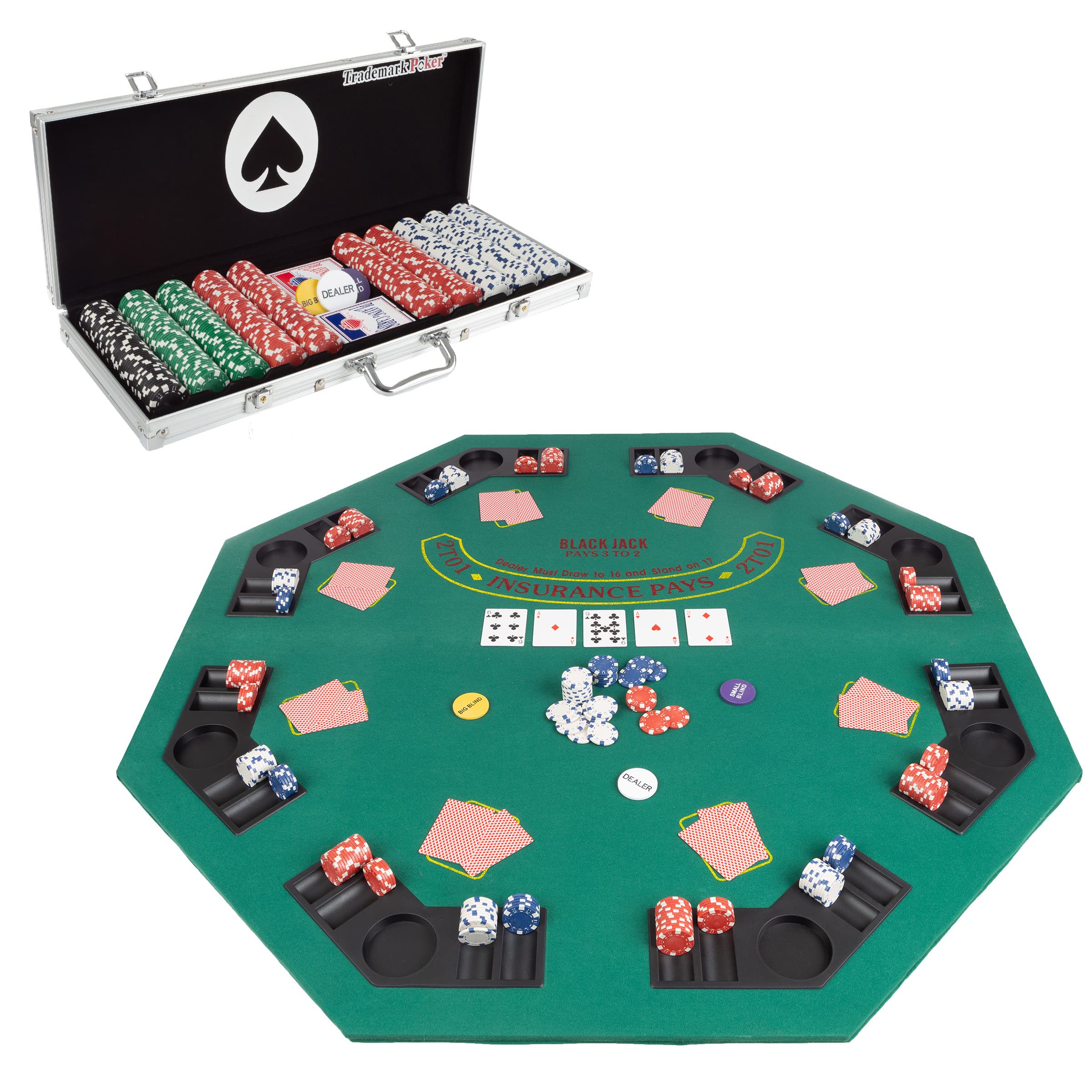 Photo 1 of **MISSED PARTS**
No table top 48-Inch Poker Table Top and 500 Chips Set – Foldable Topper with Space for 8 Players and Poker Chip Set with Case, Cards, and More by Trademark Poker