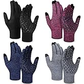 Newcotte 4 Pair Winter Gloves for Men Women Touch Screen Cold Weather Warm Thermal Knit Glove for Running Driving Hiking