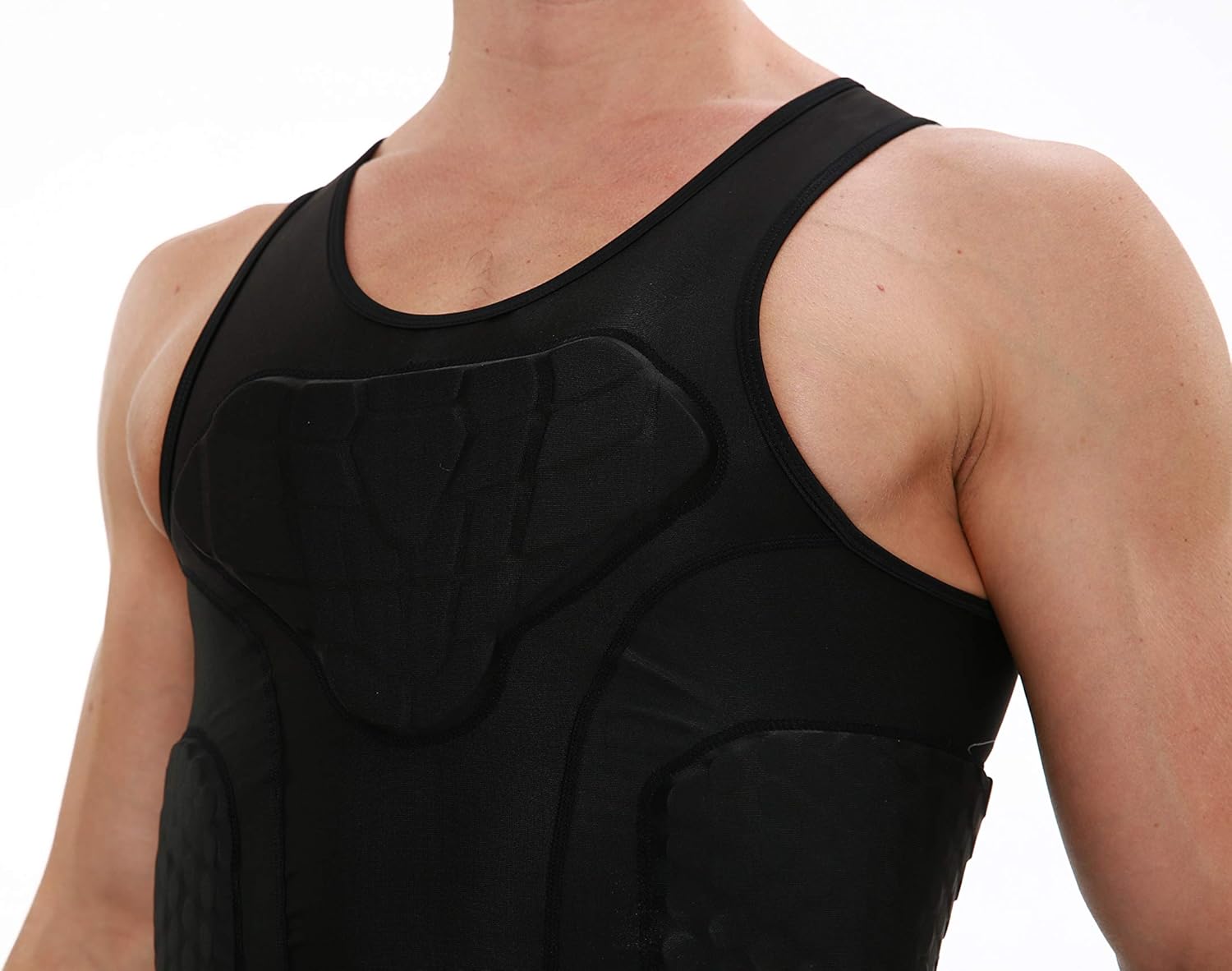 DGXINJUN Men's Padded Compression Shirt Training Vest (4-Pad) Sleeveless T-Shirt Ribs, Back Protector Tank- Football Soccer Basketball Hockey Protective Gear : Sports & Outdoors