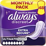 Always Discreet Incontinence Pads Ultimate Night 48 Count Women