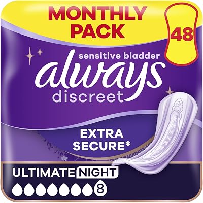 Always Discreet Incontinence Pads Ultimate Night 48 Count Women