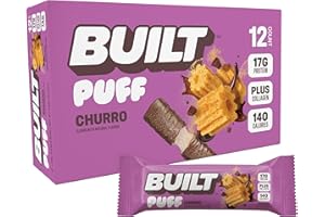 Built Bar 12 Pack High Protein and Energy Bars - Low Carb, Low Calorie, Low Sugar - Covered in 100% Real Chocolate - Deliciou