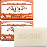 Dr. Bronner's Pure-Castile Bar Soap for Men &amp; Women, Tea Tree, 5 oz, 2-Pack | Moisturizing Body, Face &amp; Hand Wash for Sensitive Skin, Smooth Rich Lather - Vegan, Non-GMO, Natural &amp; Organic Certified Oils