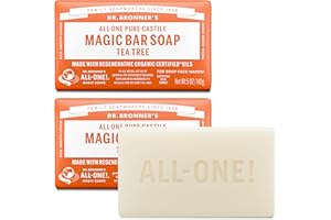 Dr. Bronner's Pure-Castile Magic Bar Soaps - Made with Regenerative Organic Certified Oils - For Face, Body, Hair- Vegan Soap Bars for Men & Women - Tea Tree, 2 pack, 5 oz