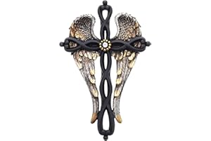 Top Brass Angel Wings Wall Cross - Spiritual Jesus Art Sculpture