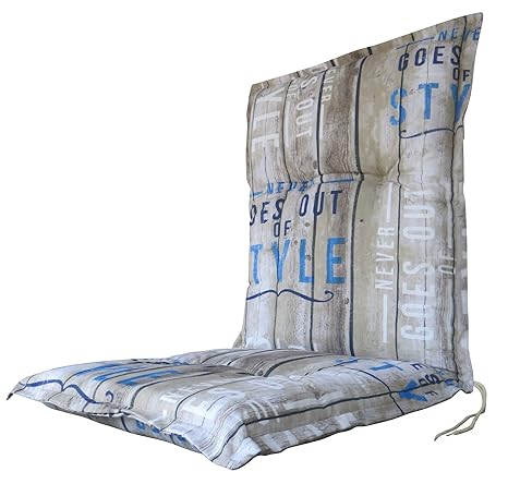 Madison 8 cm Luxus Niederlehner Auflage C 306', Taupe - blau gestreift mit Schriftzug