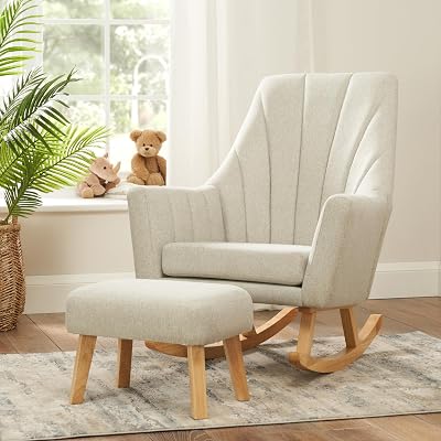 Tutti Bambini Jonah Baby Rocking Chair with Foot Stool Pebble Grey