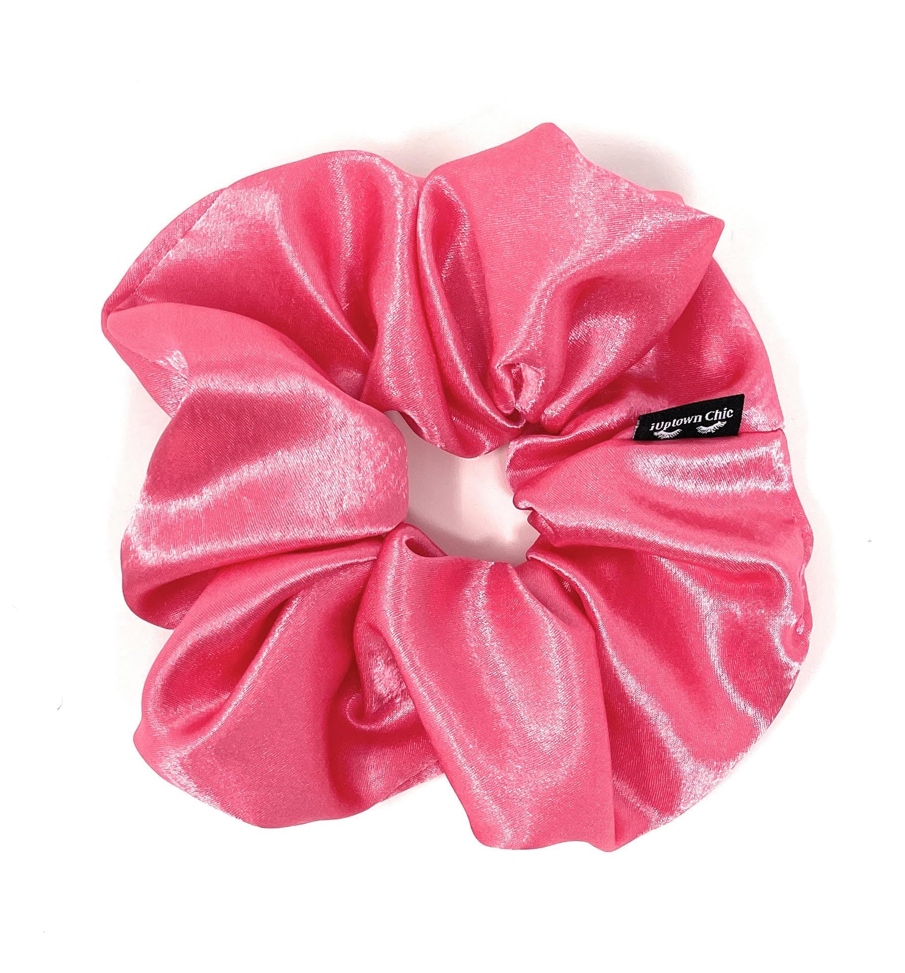 Photo 1 of Jumbo Oversized XL Satin Scrunchies for Women Girls, Frizz Prevention, Sleep Hair Holder, Large Elastic Ties Band for Ponytail Bun, Hair Ties for Breakage Prevention (Neon Fuchsia)