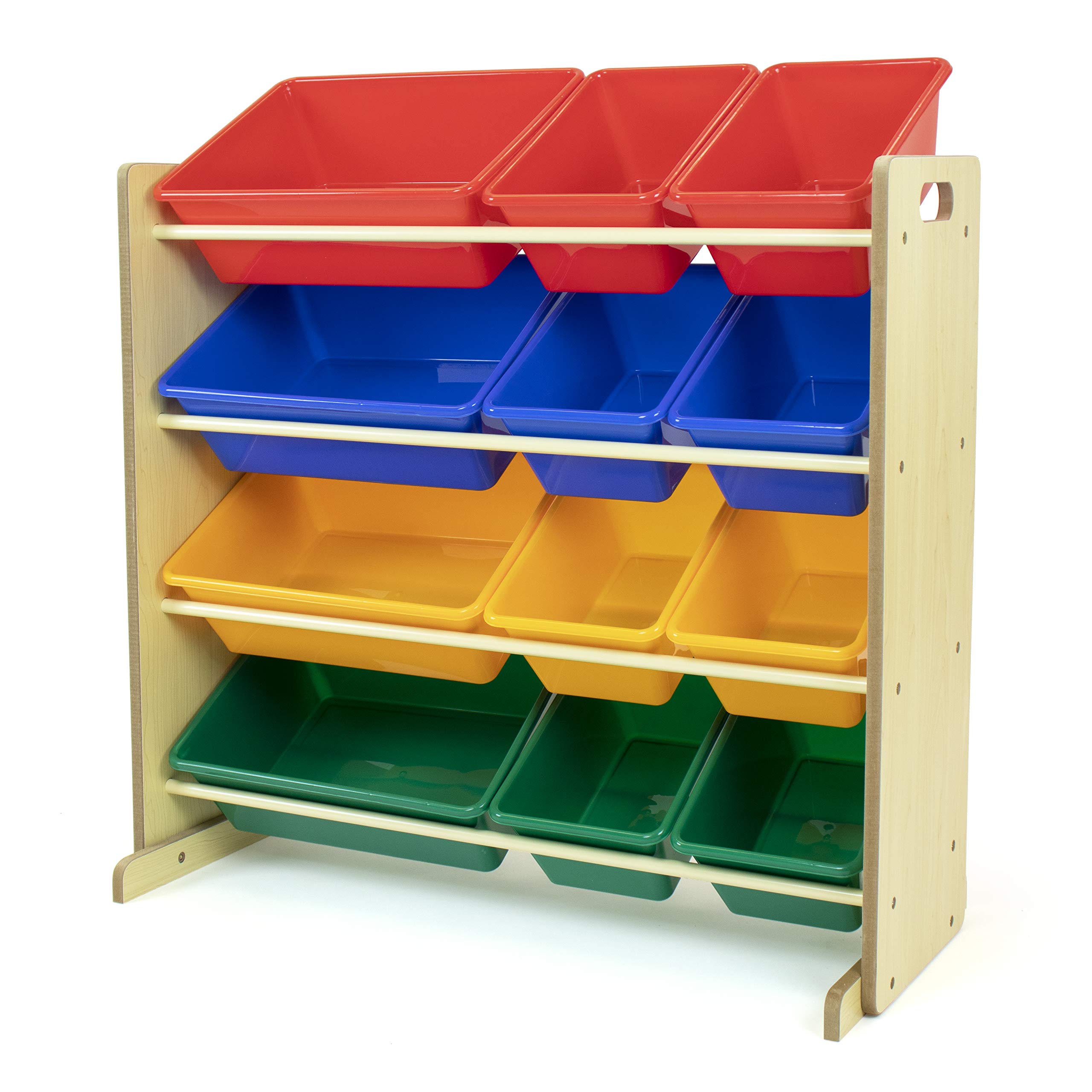 Humble Crew, Natural/Primary Kids' Toy Storage Organizer with 12 Plastic Bins