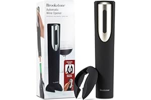 Brookstone Electric Wine Opener & Foil Cutter with Stand, Automatic Wine Bottle Opener, Battery Operated Corkscrew Opener, Ki