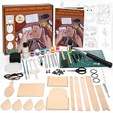UHAPEER 88PCS Leather Crafting Kit: Leather Working Tools and Supplies for Adult, with Stamping Dyeing Carving Tools, Video Tutorial for Beginners to DIY Earring Wallet Keychain Wristband