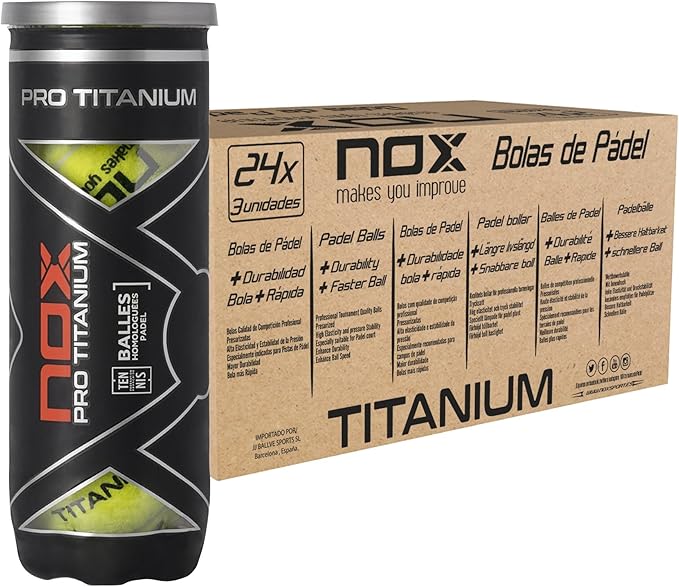 NOX Cajon 24 Botes de 3 Pelotas de Padel Pro Titanium: Amazon.es: Deportes y aire libre