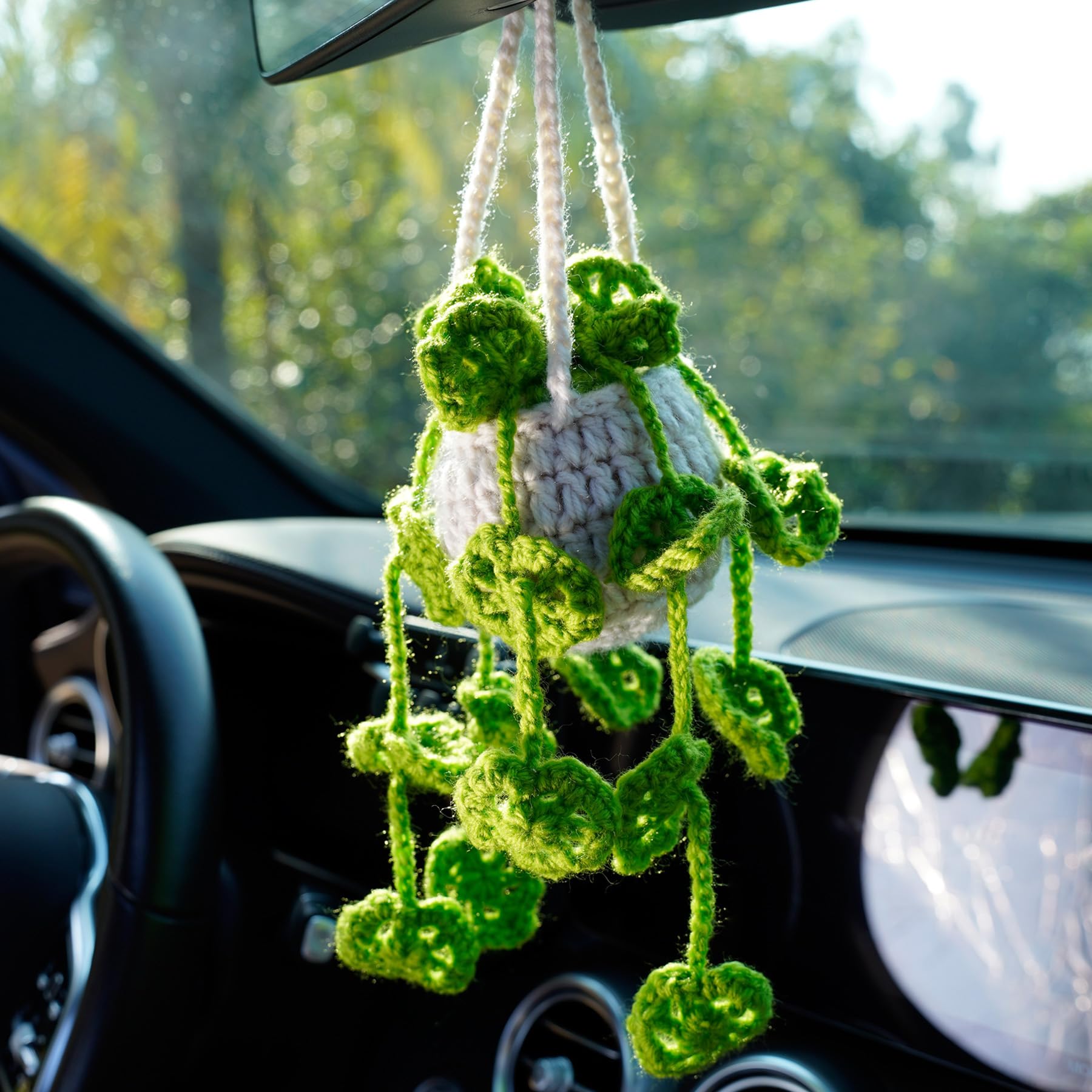 janeunique Knitted plant hanging ornaments Cotton Macrame Handmade Flower Pot Car Hanging Ornament Boho Plants style Suitable for home decoration gifts