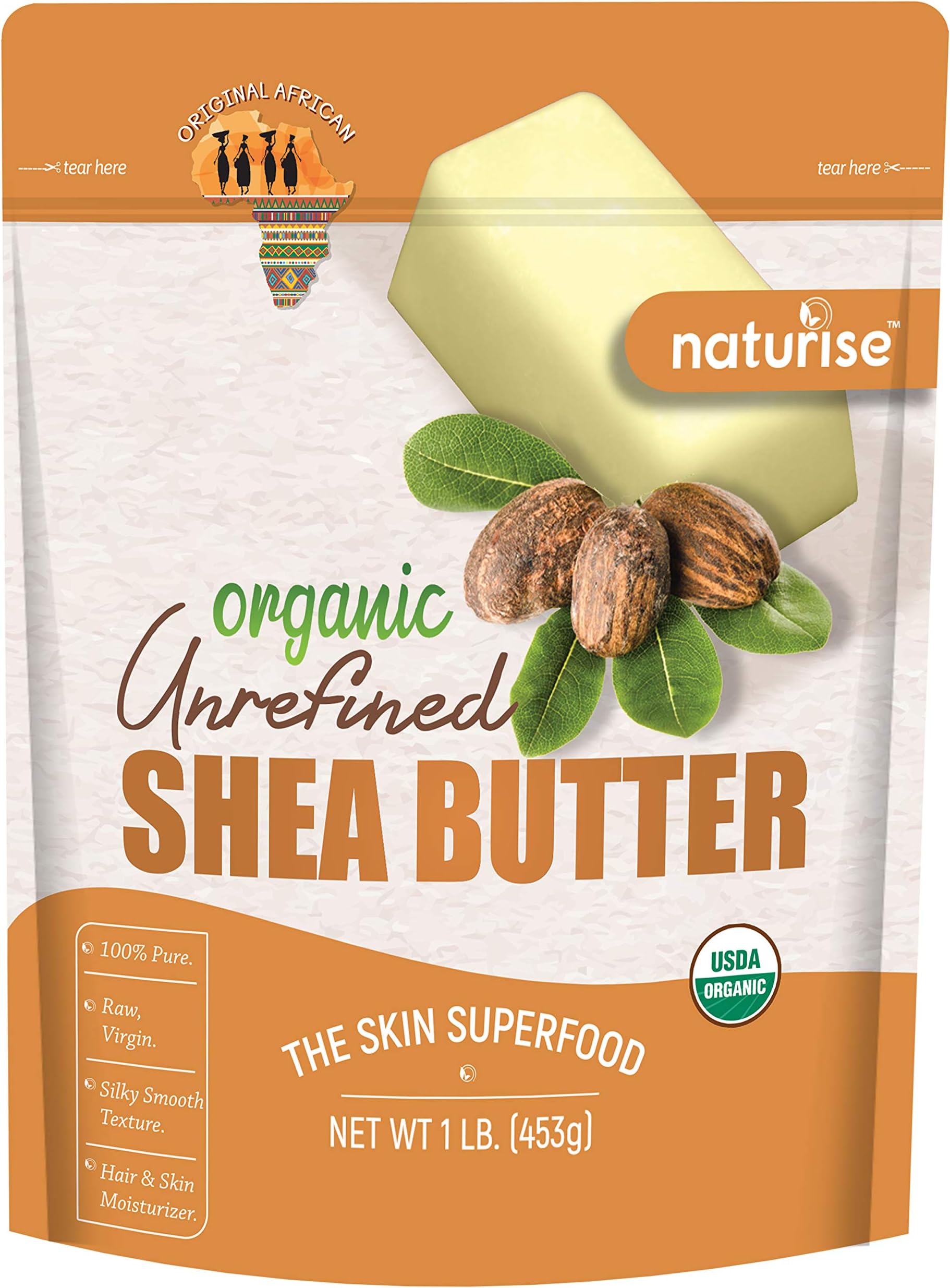 Naturise Shea Butter Raw Organic Unrefined Ivory 16 oz (1 LB), Highest Grade African Shea Butter, Great for DIY Skincare Products and Body Butter Moisturizer for Dry Skin, Eczema, and Hair Care