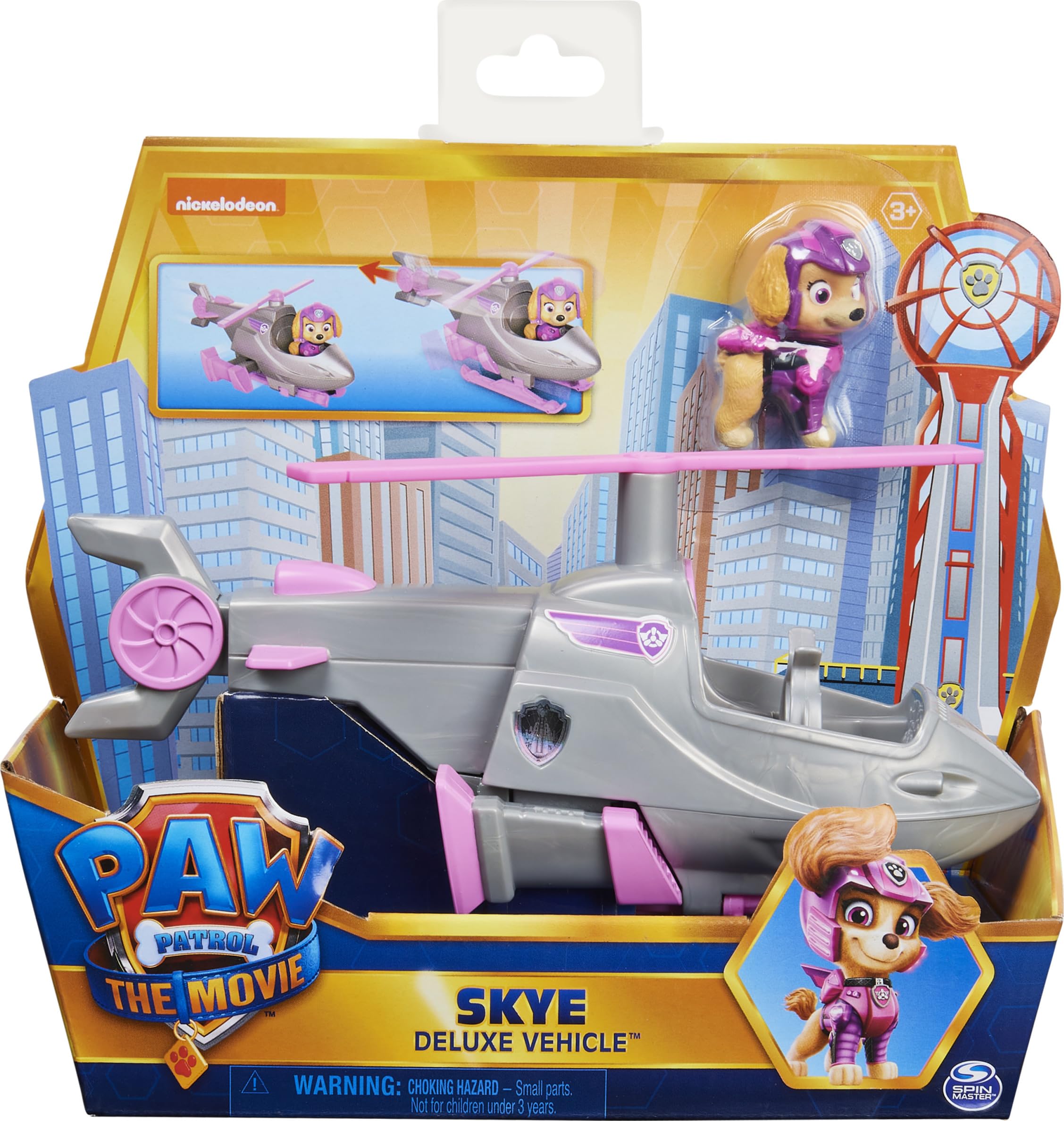 Paw Patrol, Skye’s Deluxe Movie Transforming Toy Car with Collectible Action Figure, Kids’ Toys for Ages 3 and up