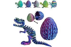 UTOSDAY 3D Printed Dinosaur Toy, Mystery Crystal Dragon Egg with Articulated Tyrannosaurus Rex, 3D Printed Animals Toys for Autism/ADHD, Adults Fidget Toys for Home Office Decor Gifts