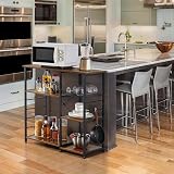 Yaheetech Industrial Baker's Rack Kitchen Island with Mesh Basket Shelves view 2