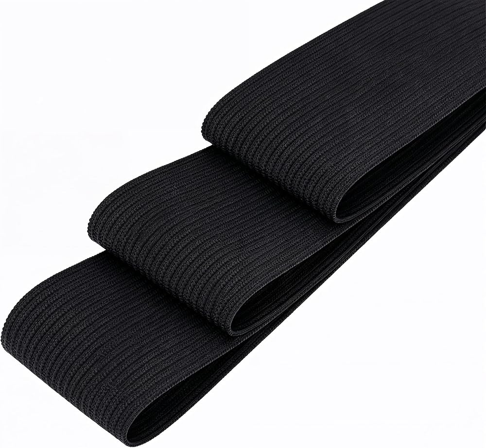 Trimming Shop 50mm Wide Elastic Band Black 1m Polyester Rubber Waistband Tape