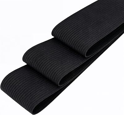 Trimming Shop 50mm Wide Elastic Band Black 1m Polyester Rubber Waistband Tape