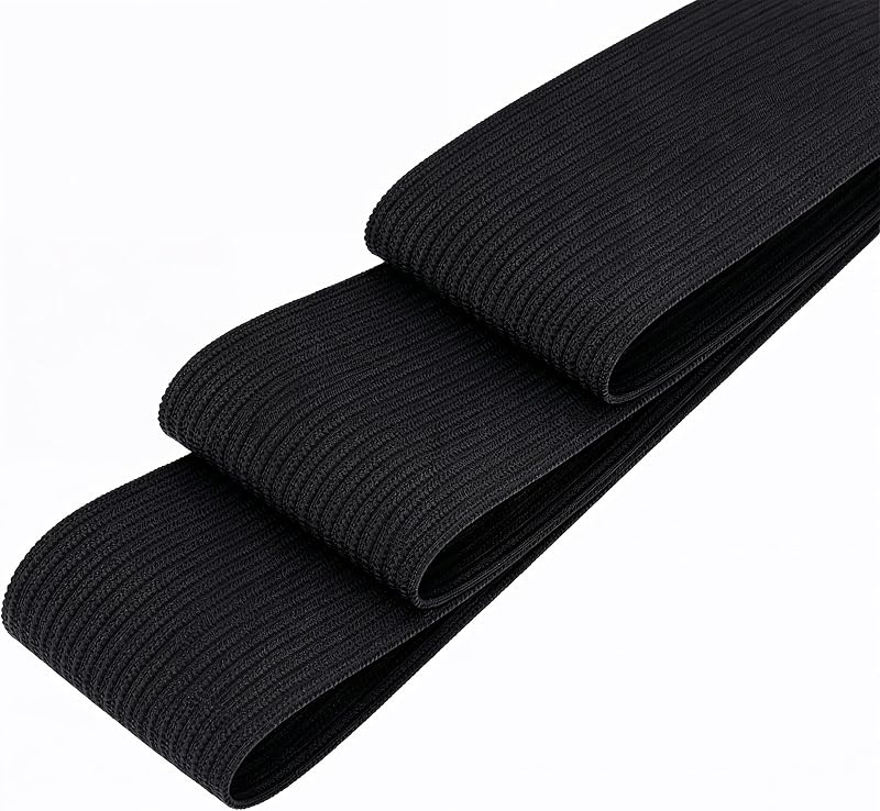 Trimming Shop 50mm Wide Elastic Band Black 1m Polyester Rubber Waistband Tape