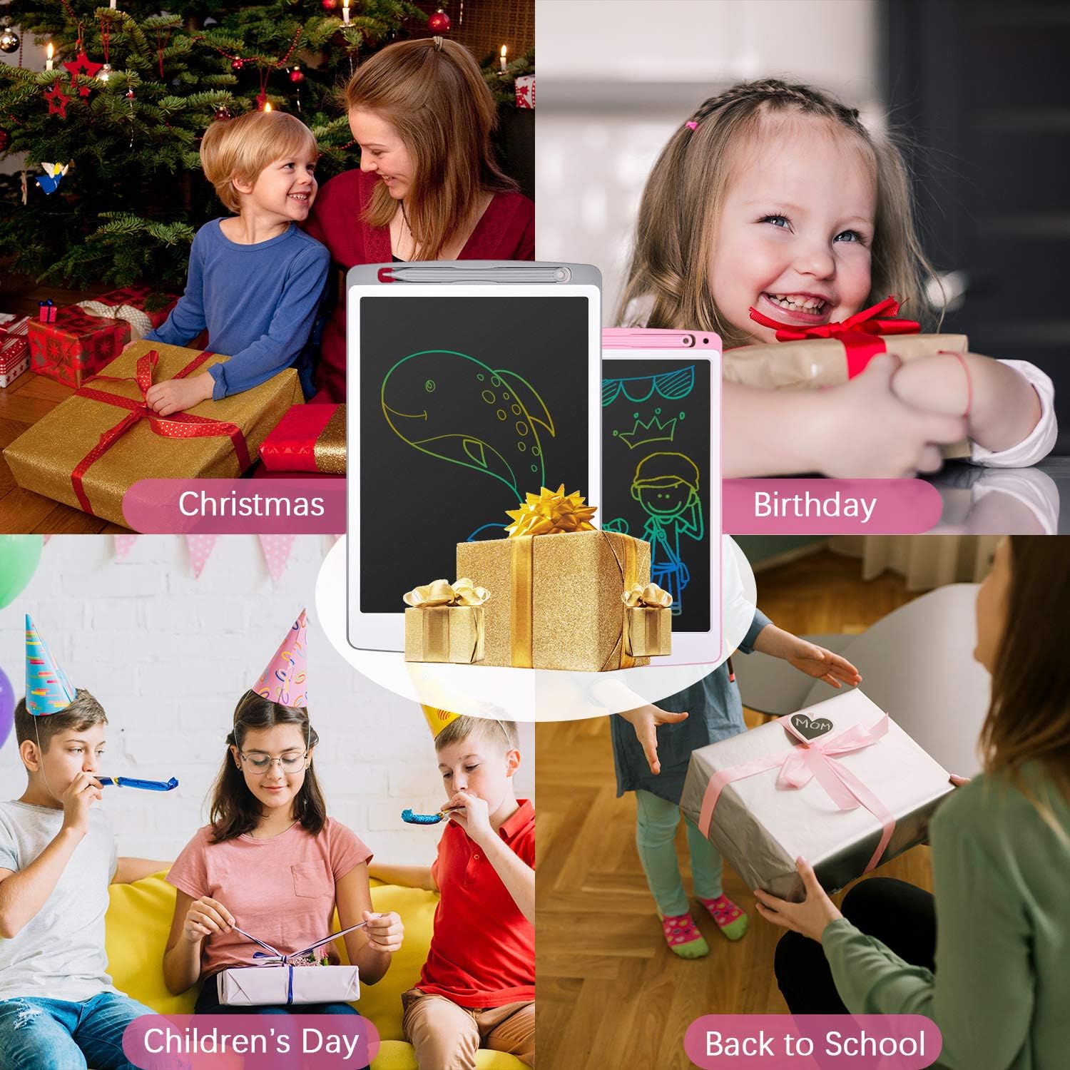 Tecboss LCD Writing Tablet Toys for Girls Boys, Colorful Screen Erasable Electronic Digital Drawing Pad Doodle Board (10in, Pink): Electronics