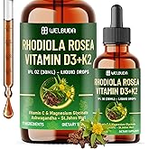 17in1 Rhodiola Rosea Liquid Supplement with Ashwagandha, Magnesium Glycine, L-Theanine, Vitamin C, Vitamin D3, Vitamin K2, Ginkgo, Turmeric, Holy Basil and More - 1 FL Oz - 60 Day Supply