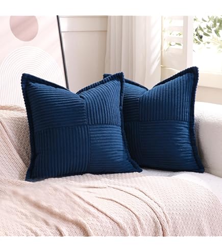 Amazon.com: QUAFOO Navy Decorative Velvet Throw Pillow