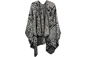 Belle Dame Women’s Poncho Shawl Wrap Ruana Cape for Fall Winter Printed Blanket Scarf Wrap Open Front Cardigan