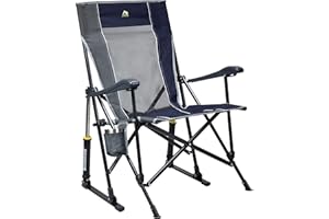 GCI OUTDOOR RoadTrip Rocker Camping Chair | Portable, Folding Rocking Chair with Solid, Durable Armrests, Drink Holder & Comfortable Extended Backrest — Indigo Blue