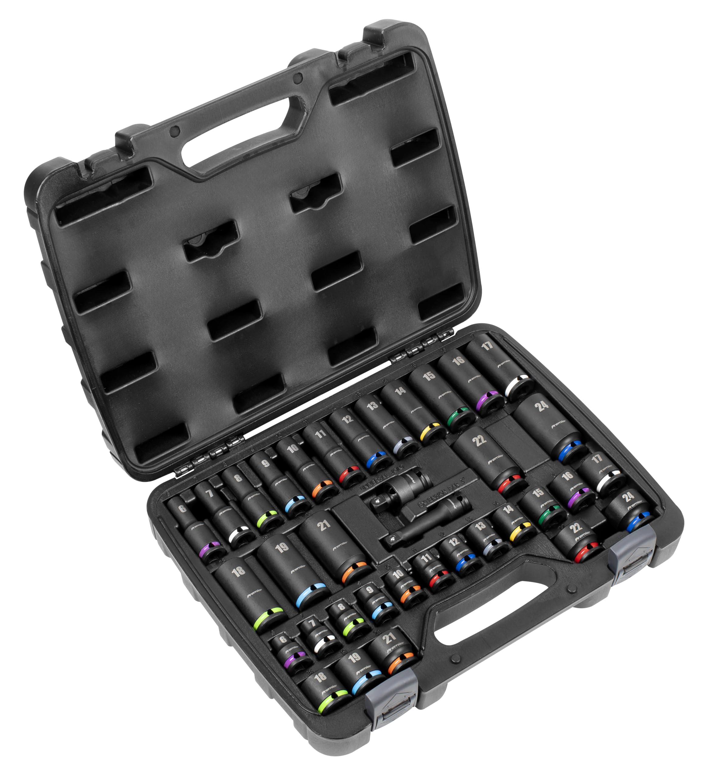 Sealey Premier 36pc 3/8" Sq Drive Impact Socket Set - Colour-Coded - AK5633M