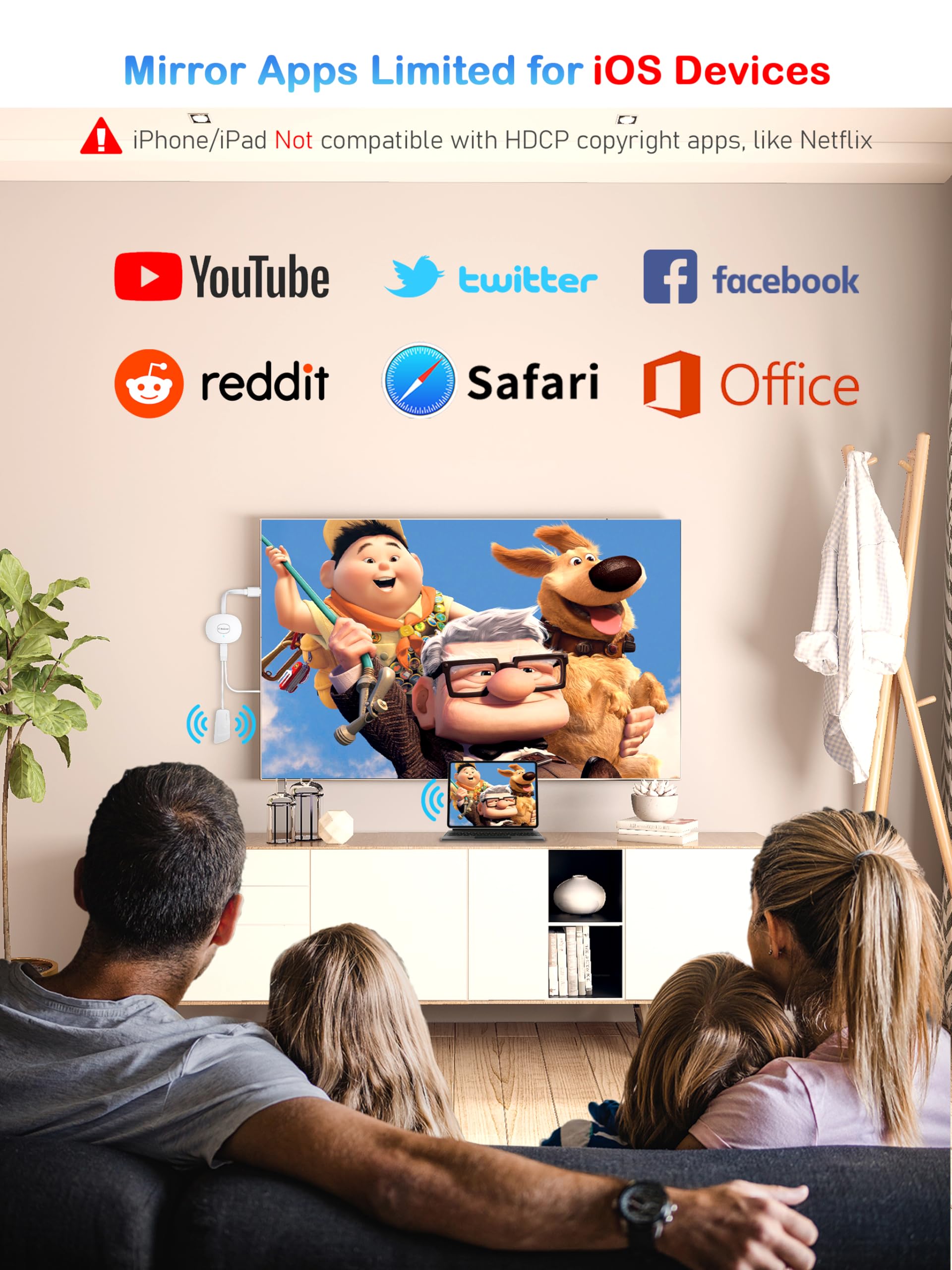 AT-Mizhi Wireless HDMI Dongle TV 4K, Drahtloser Smart Media Player Streaming, Bildschirm Casting für Miracast/iOS/Mac OS/Airplay/Android/Windows/DLNA, zu HDTV, Monitor, Projektor 5
