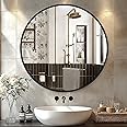22 Inch Black Round Circle Mirror for Wall,Modern Bathroom Mirrors with Simple Metal Frame, Entryway, Bedroom Vanity, Living Room, Hallway Decor (Matte Black, Wall Mounted)