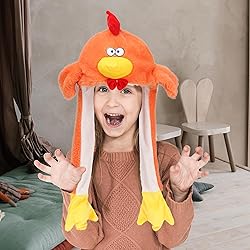 Bubblepompom Chicken Hat with Ears Moving Jumping