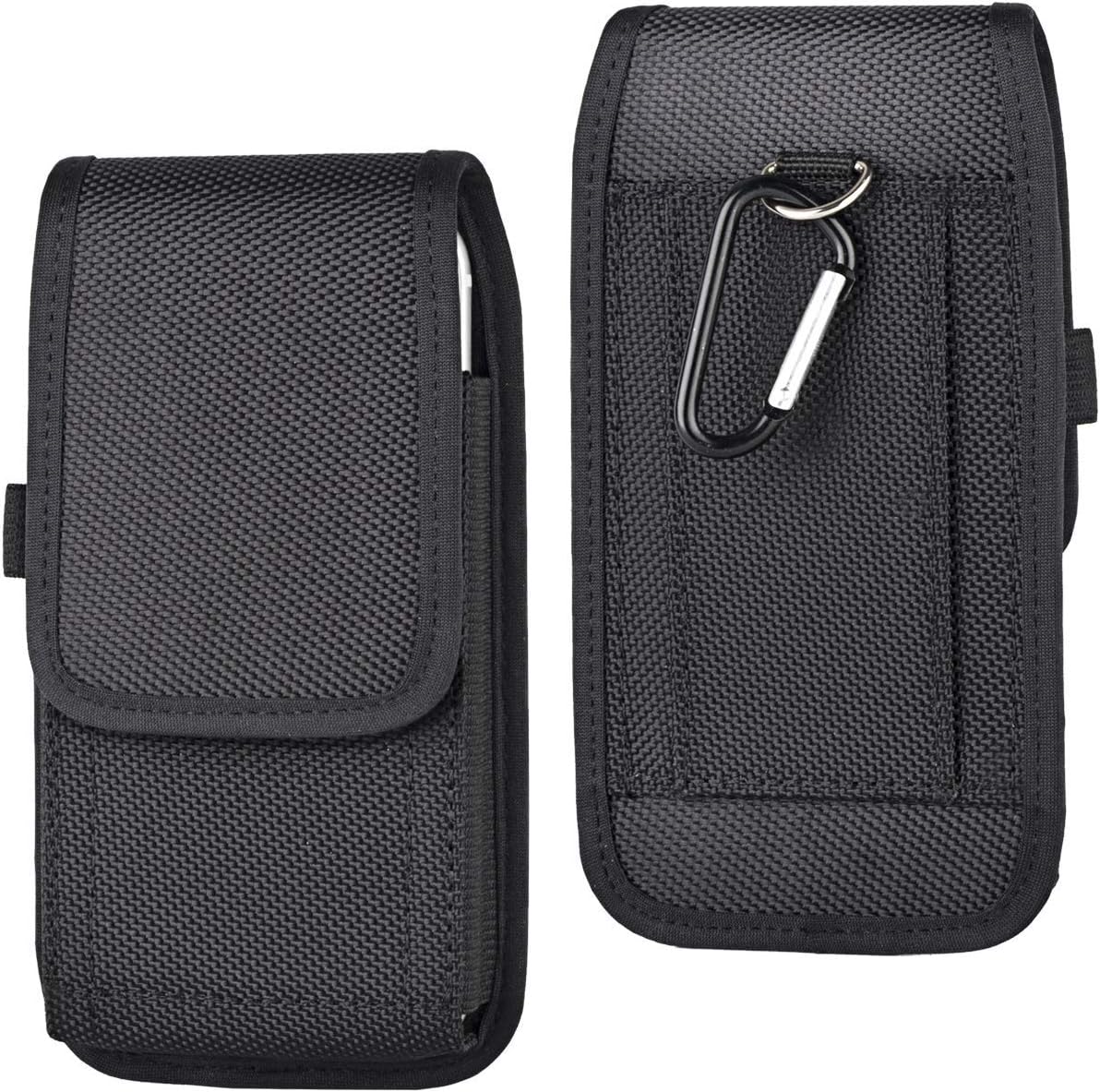 Vertical/Horizontal Belt Loop Holster Case Pouch Phone Holder w Carabiner Clip for iPhone 11 Pro Max, LG V50 V40 ThinQ V20 Stylo 5/4, Redmi Note 7 Mi A2 Mi 9, OnePlus 7 Pro 6T, Huawei Y7 Honor 8X