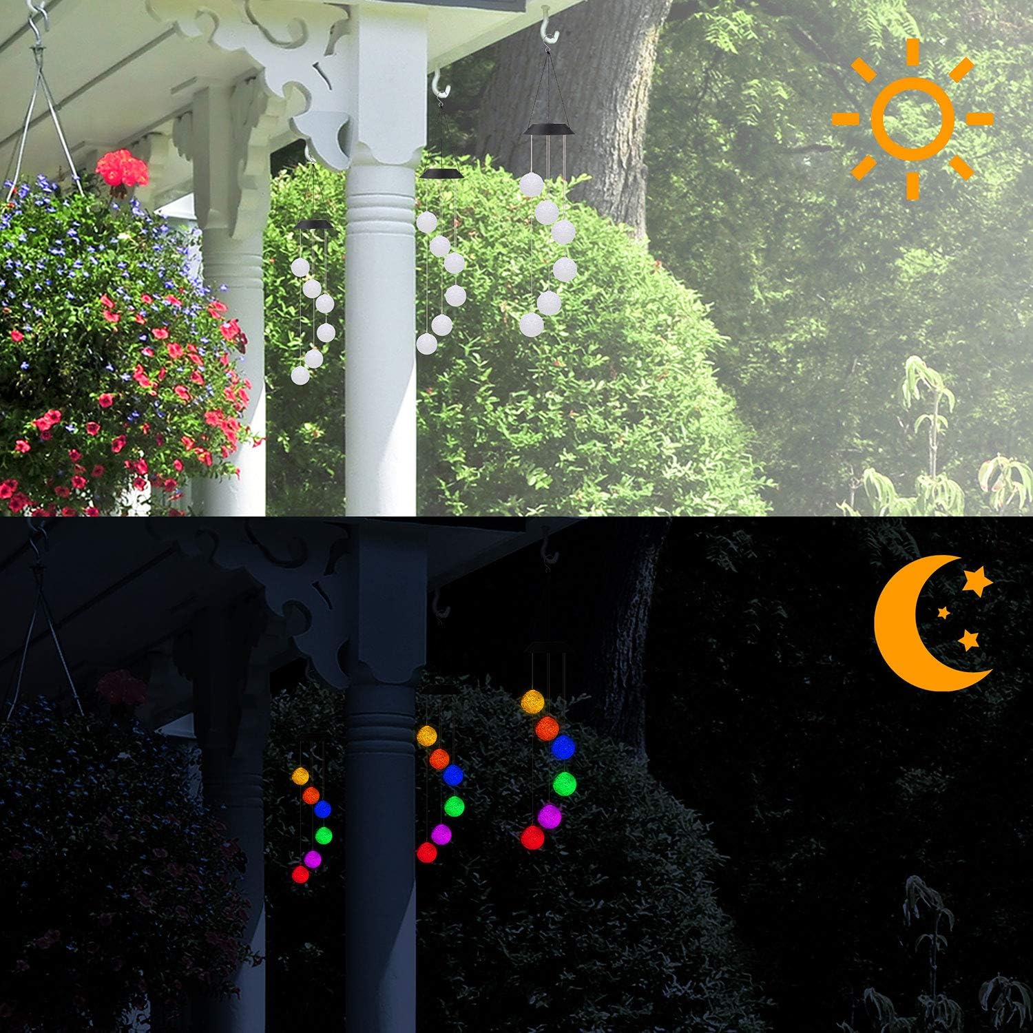 CheerMaker Wind Chimes Outdoor, Color-Changing Waterproof Mobile Romantic Solar Powered Crystal Balls Wind Chimes Led Lights for Home, Indoor, Yard, Patio, Night Garden, Party, Festival Decor : Garden & Outdoor