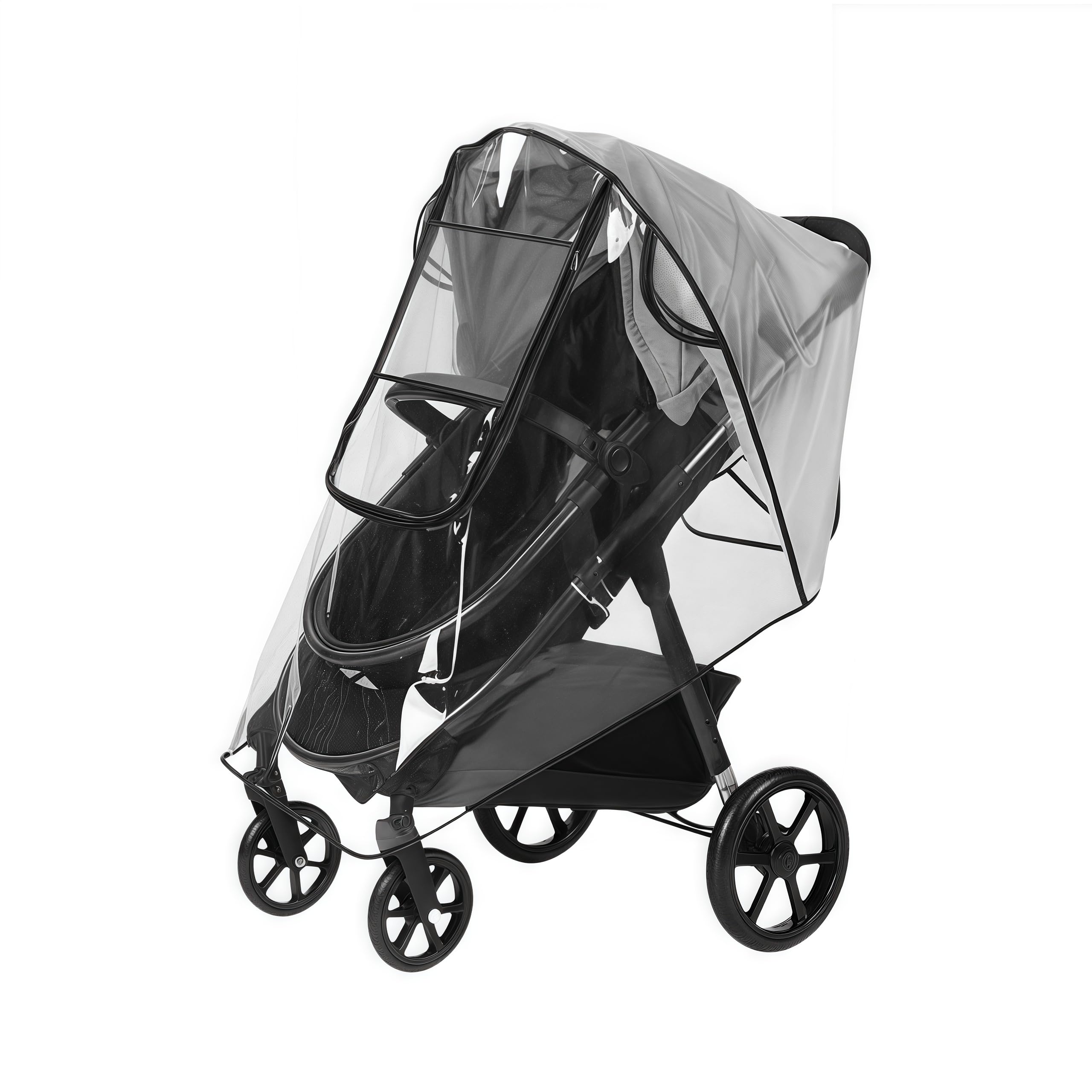 Universal Pram Rain Cover, Universal Rain Cover for Stroller with Window, Double Zip and Ventilation Holes, Free from Harmful Substances, Double Waterproof