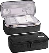 WEMATE Large Pencil Case Canvas 5 Compartments 9x4.3x2.4in Black