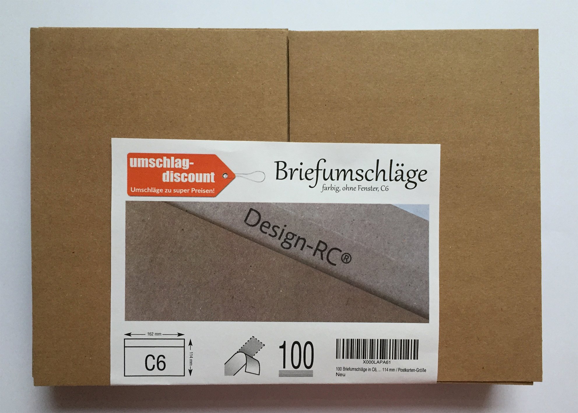 100 Envelopes Made of Recycled Paper, C6, Design-RC®, Peel and Seal, 162 x 114 mm/Postcard Size