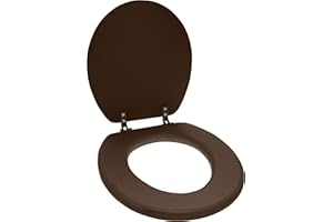 Ginsey Home Solutions Chocolate Round Soft Toilet Seat, Soft Cushioned Seat, Plastic Hinges, (01583)