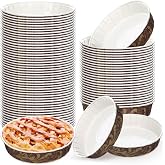 Ferrochef 50 Pcs Paper Cake Baking Pans 6 x 1.4 Inches Disposable Pie Pans | with Special Coating, Heat Resistant, Retro Design, Round Bakeware for Muffins Pies Quiche, Microwave Oven and Freezer Safe