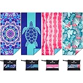 4 Pack Microfiber Thin Lightweight Beach Towel Oversized 71x32 Extra Large Sand Free Towels for Travel Swim Pool Yoga Gym Camping for Adults Women Men Beach Essentials Accessories Vacation Gift