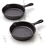 Mini Cast Iron Skillets for Single Dishes and Desserts - Set of 2